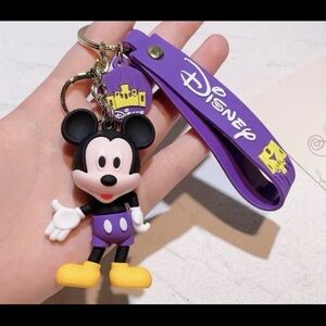 Disney Purple Mickey Mouse Wristlet Keychain with Yellow Shoes